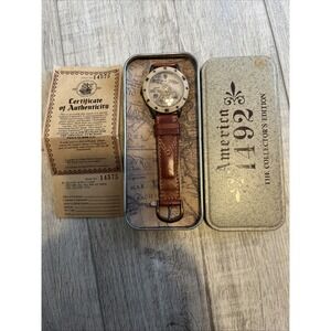 Vintage 1992 Columbus 500th Anniversary Quartz Watch With Tin And COA